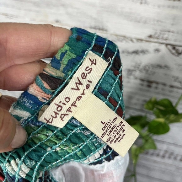 Studio West Apparel Skirt size Large Coral Green Floral Tropical Knee Hawaiian - Picture 13 of 13